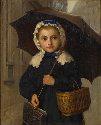 Louise Anker met Paraplu, 1872 door Albert Anker