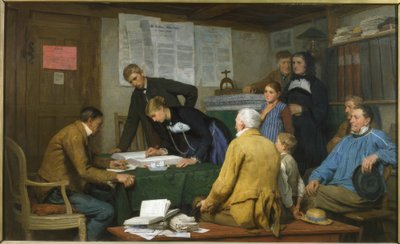 Het burgerlijk huwelijk door Albert Anker