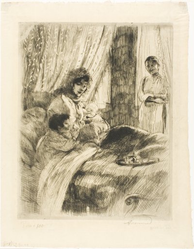 Ontbijt, bord vier van Vrouw door Albert Besnard