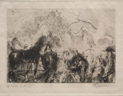 Paardenmarkt in Algiers, 1898 door Paul Albert Besnard