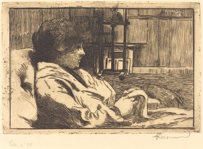 Vrouw Leest in het Atelier door Albert Besnard