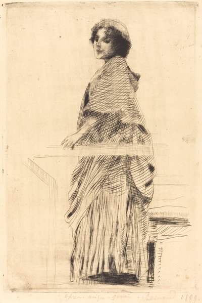Vrouw in een cape door Albert Besnard