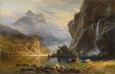 Indianen speervissen door Albert Bierstadt