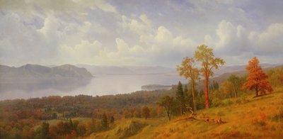 Uitzicht op de Hudson over de Tappen Zee richting Hook Mountain, 1866 door Albert Bierstadt
