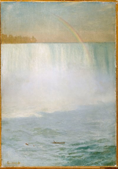 Waterval en Regenboog, Niagara door Albert Bierstadt