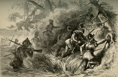 Fransen gaan het Spaanse fort aan de St. Johns aanvallen door Albert Bobbett