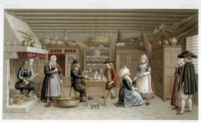 19e-eeuwse Bretonse kostuums en interieur - in 