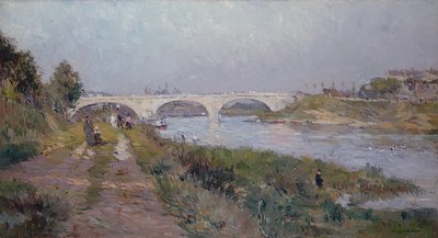 De brug over de Marne bij Charenton door Albert Charles Lebourg