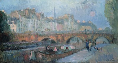 De Pont Neuf en de Quai de la Monnaie, Parijs door Albert Charles Lebourg