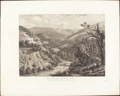 Aan de voet van de Monte Catillo, genaamd Monte della Croce in Tivoli door Albert Christoph Dies