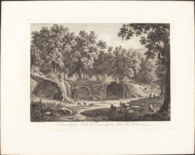 Ruïnes bij Tivoli van de Benedenverdieping van de Villa van Cassius door Albert Christoph Dies