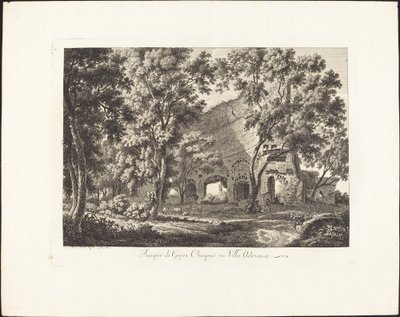 Tempel van Jupiter Olympius in Villa Adriana door Albert Christoph Dies