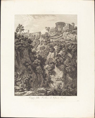 Tempel van Sibylle en Vesta in Tivoli door Albert Christoph Dies