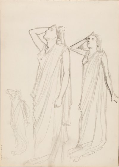 Aino Ackté als Alcestis, drie schetsen door Albert Edelfelt