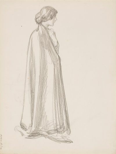 Vrouw in een cape door Albert Edelfelt