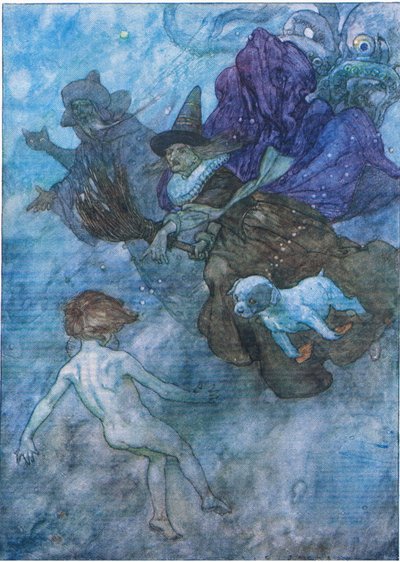 Allemaal schreeuwend en krijsend naar hem "kijk vooruit, alleen vooruit kijken", uit The Water Babies uitgegeven door Humphrey Milford Oxford University Press, ca. 1930 door Albert Edward Jackson