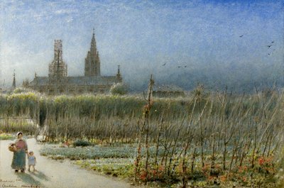 Franse bonen uit Caudebec, Normandië door Albert Goodwin