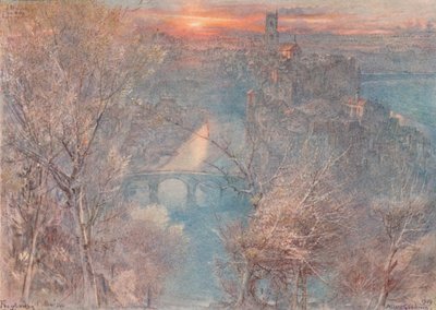 Fribourg, Zwitserland: Zonsopgang, 1900, 1923 door Albert Goodwin
