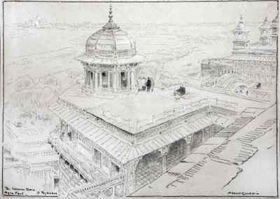 De Jasmijn Toren, Agra Fort & Taj Mahal door Albert Goodwin