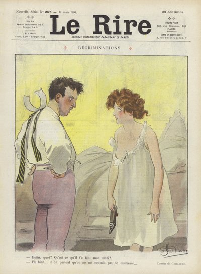 Beschuldigingen. Illustratie voor Le Rire door Albert Guillaume