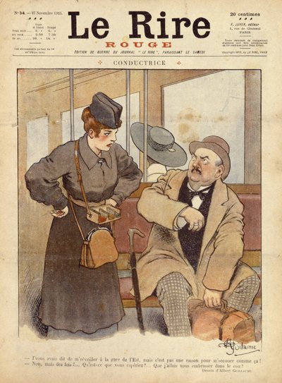 De Treinconducteur, cartoon uit Le Rire Rouge, 27 november 1915 door Albert Guillaume
