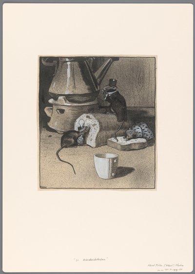 Ontwerp voor een politieke spotprent: De Gulzige knaagdieren. Aan de arbeiders-boterham door Albert Hahn (I)