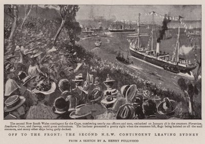 Op naar het Front, het Tweede NSW Contingent vertrekt uit Sydney door Albert Henry Fullwood