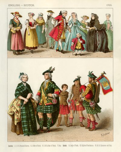 Engelse en Schotse Kostuums 1700 door Albert Kretschmer