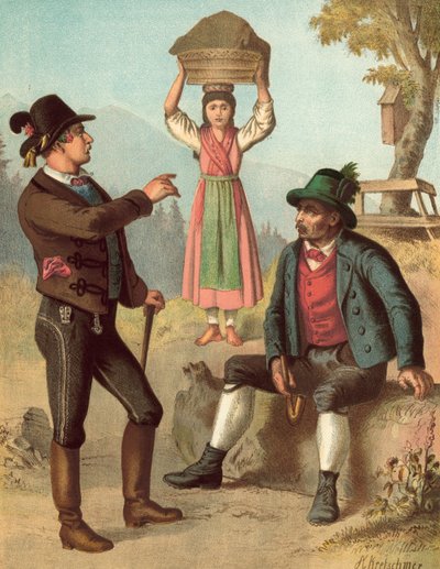 Duitse kostuum, Oostenrijk, Salzkammergut door Albert Kretschmer