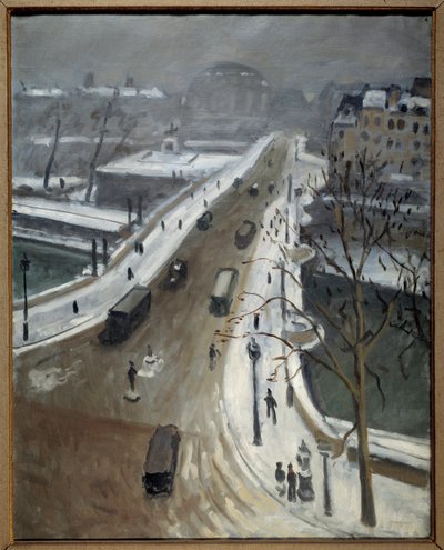 Pont Neuf in Parijs onder de sneeuw door Albert Marquet