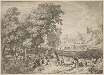 Landschap met baders door Albert Meyering
