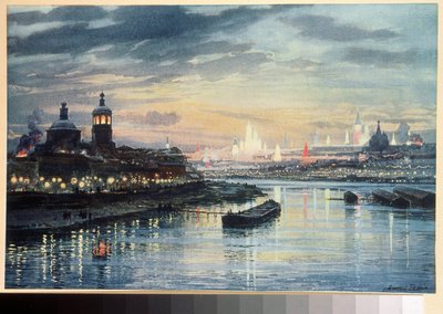 Verlichting in Moskou door Albert Nikolayevich Benois
