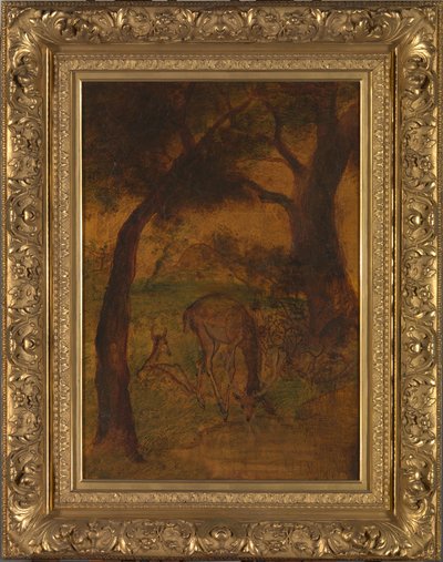 Een hert drinkend, ca. 1870s door Albert Pinkham Ryder
