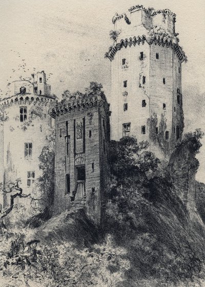 Fort Largoet (torens van Elven) - Oud Frankrijk - Bretagne - tekst, tekeningen en lithografieën, door Albert Robida (1848-1926) ongedateerd eind 19e eeuw door Albert Robida