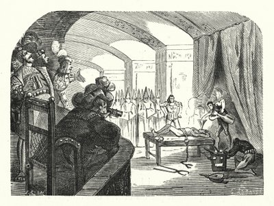 Inquisitie in Frankrijk tijdens het bewind van Frans I (gravure) door Albert Robida