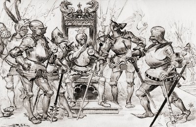 Le conseil des capitaines de Picrochole door Albert Robida