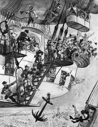 Transport van de toekomst door Albert Robida