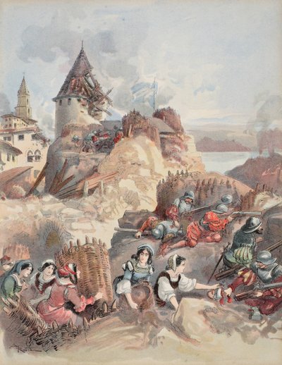 Vrouwen bij het beleg van Marseille, illustratie uit 