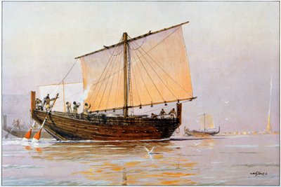 Fenicisch Handelschip aankomend bij Pharos door Albert Sébille