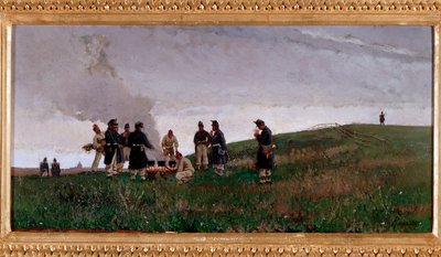 Rond het vuur. Bivak van soldaten van het Italiaanse leger door Alberto Issel