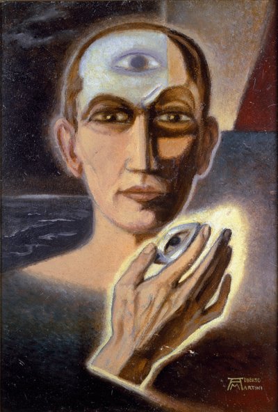 Het oog en de menselijke geest (olieverf op doek) door Alberto Martini