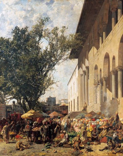 Markt in Constantinopel door Alberto Pasini