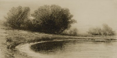 Vijver en bomen door Albion Harris Bicknell