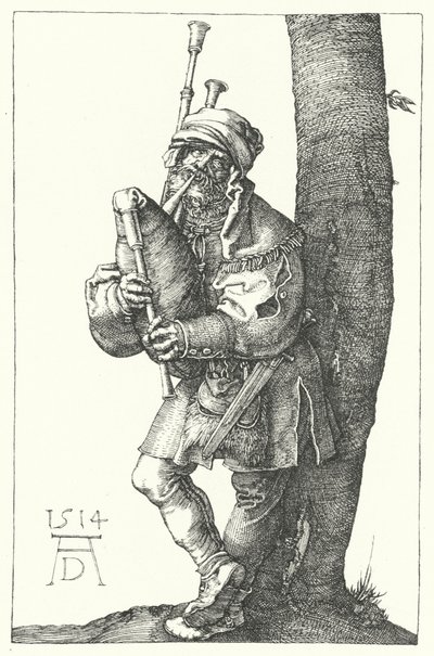Doedelzakspeler door Albrecht (after) Durer or Duerer