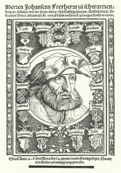 Johann van Schwarzenberg, Duitse moralist, dichter en hervormer door Albrecht (after) Durer or Duerer