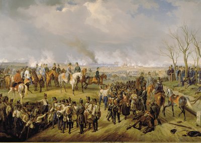 Veldmaarschalk Radetzky tijdens de slag om Novara ... (schilderij op doek) door Albrecht Adam