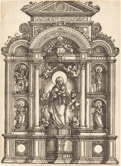 Altaar met de Maagd en Kind en de heiligen Christoffel, Barbara, George en Catharina door Albrecht Altdorfer