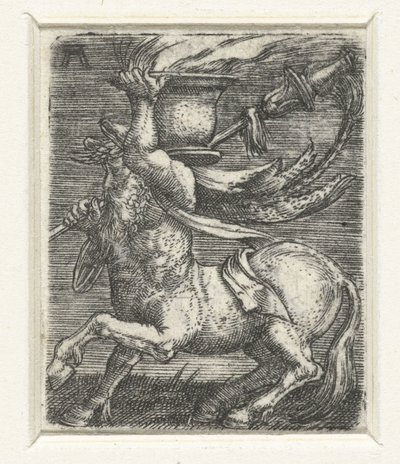 Centaur draagt een pot met vuur door Albrecht Altdorfer