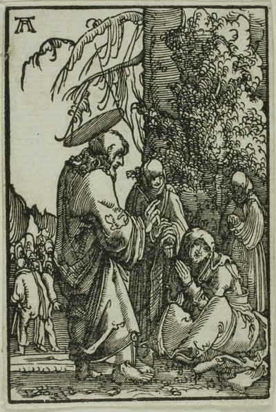 Christus neemt afscheid van zijn moeder, uit De Val en Verlossing van de Mens door Albrecht Altdorfer
