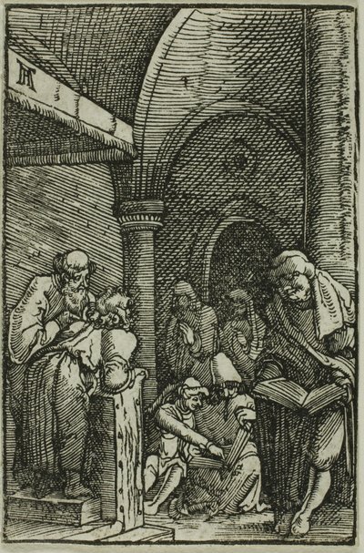 Christus tussen de dokters, uit De Val en Verlossing van de Mens door Albrecht Altdorfer